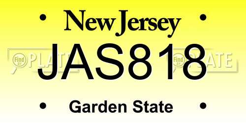 JAS818 New Jersey License Plate