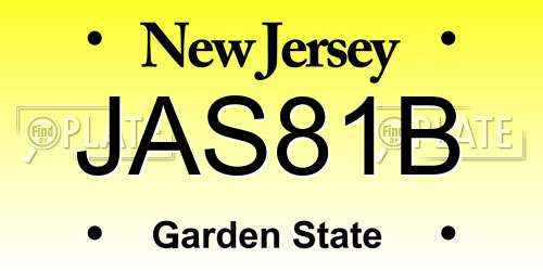 JAS81B New Jersey License Plate