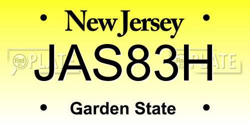 JAS83H New Jersey License Plate