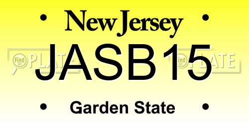 JASB15 New Jersey License Plate