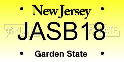 JASB18 New Jersey License Plate