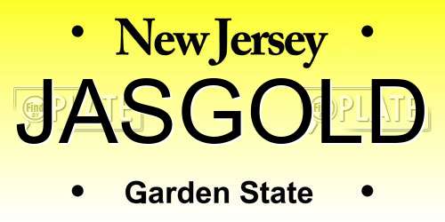 JASGOLD New Jersey License Plate