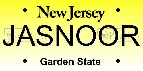 JASNOOR New Jersey License Plate