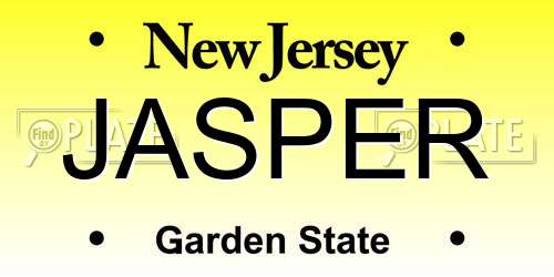 JASPER New Jersey License Plate