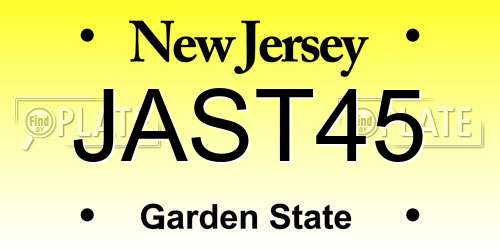 JAST45 New Jersey License Plate