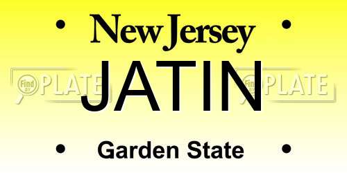 JATIN New Jersey License Plate