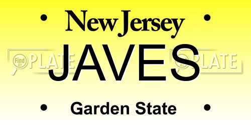 JAVES New Jersey License Plate