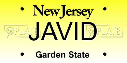 JAVID New Jersey License Plate