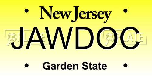 JAWDOC New Jersey License Plate