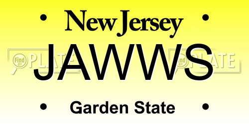 JAWWS New Jersey License Plate