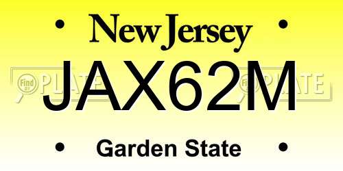JAX62M New Jersey License Plate