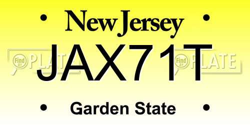 JAX71T New Jersey License Plate
