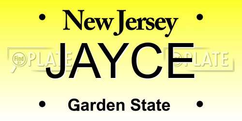 JAYCE New Jersey License Plate