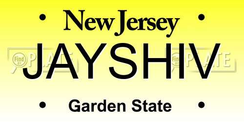 JAYSHIV New Jersey License Plate