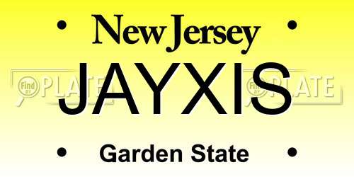 JAYXIS New Jersey License Plate