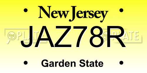 JAZ78R New Jersey License Plate