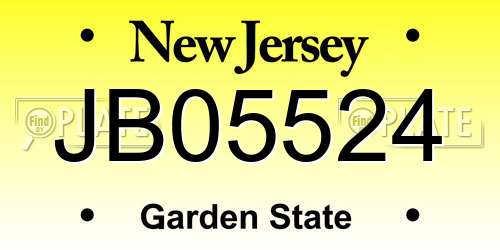 JB05524 New Jersey License Plate