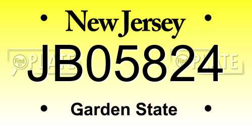 JB05824 New Jersey License Plate