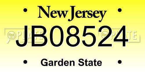 JB08524 New Jersey License Plate