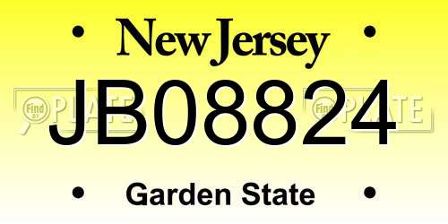 JB08824 New Jersey License Plate