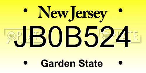 JB0B524 New Jersey License Plate