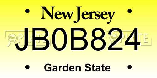 JB0B824 New Jersey License Plate