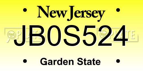 JB0S524 New Jersey License Plate