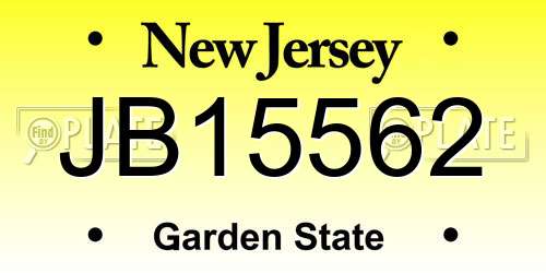 JB15562 New Jersey License Plate