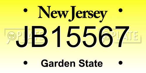 JB15567 New Jersey License Plate