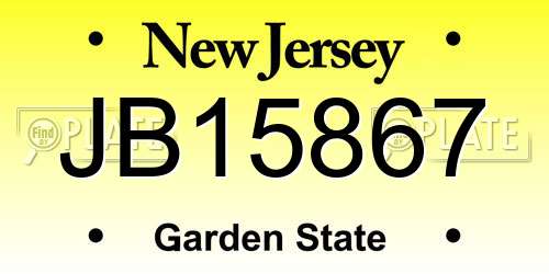 JB15867 New Jersey License Plate