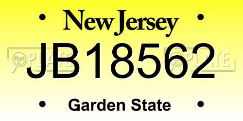 JB18562 New Jersey License Plate