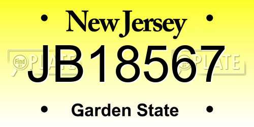 JB18567 New Jersey License Plate