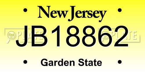 JB18862 New Jersey License Plate