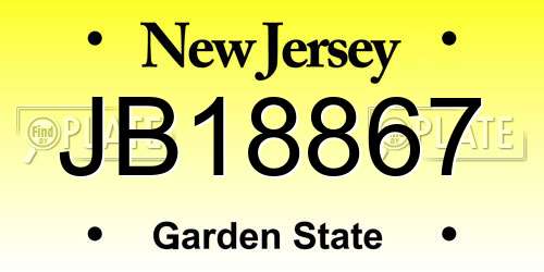 JB18867 New Jersey License Plate
