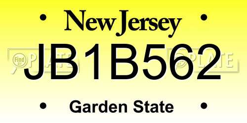 JB1B562 New Jersey License Plate