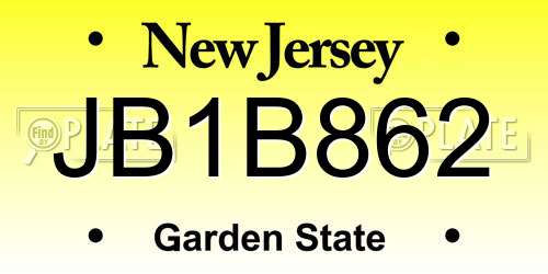 JB1B862 New Jersey License Plate