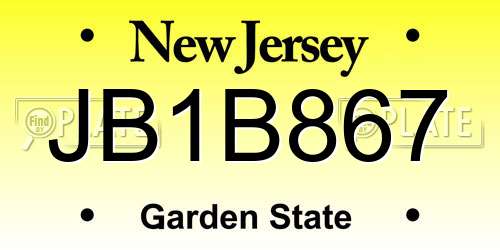 JB1B867 New Jersey License Plate