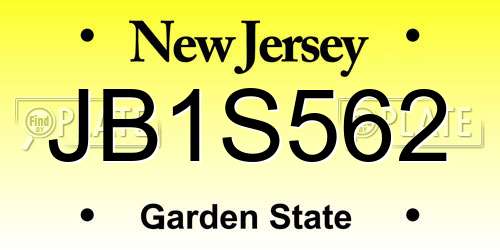 JB1S562 New Jersey License Plate