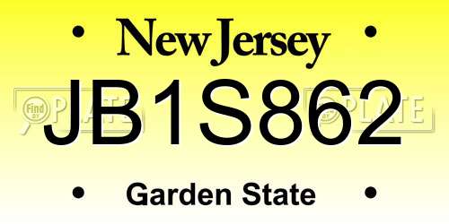 JB1S862 New Jersey License Plate