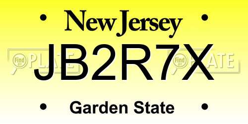 JB2R7X New Jersey License Plate