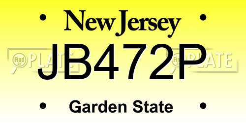 JB472P New Jersey License Plate