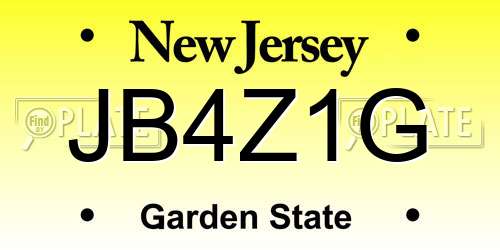 JB4Z1G New Jersey License Plate