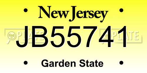 JB55741 New Jersey License Plate