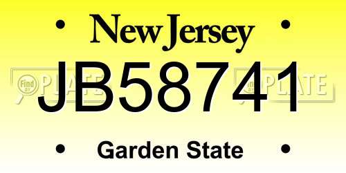 JB58741 New Jersey License Plate