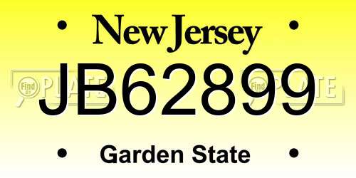 JB62899 New Jersey License Plate