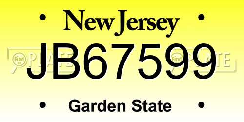 JB67599 New Jersey License Plate