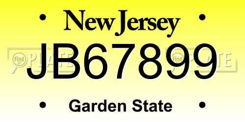 JB67899 New Jersey License Plate