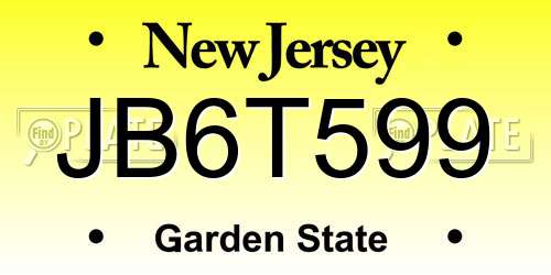 JB6T599 New Jersey License Plate