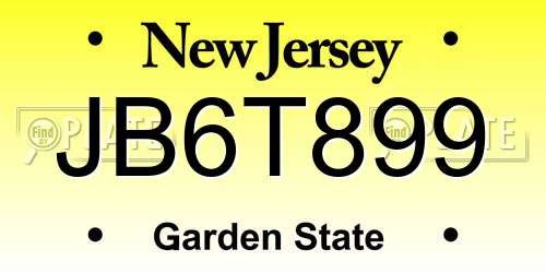 JB6T899 New Jersey License Plate