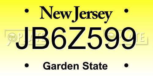 JB6Z599 New Jersey License Plate